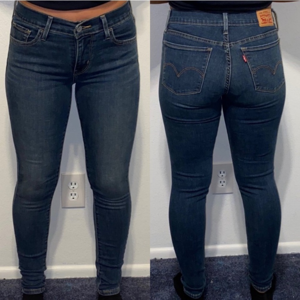 levi (710) blue denim wash skinny jeans